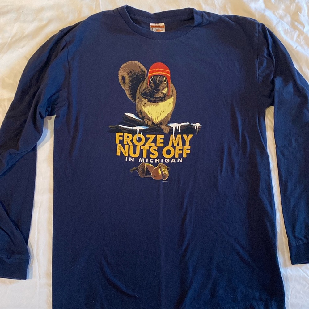 Froze My Nuts Off in Michigan Squirrel Long Sleeve T-shirt